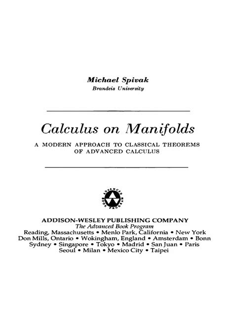 calculus on manifolds pdf download